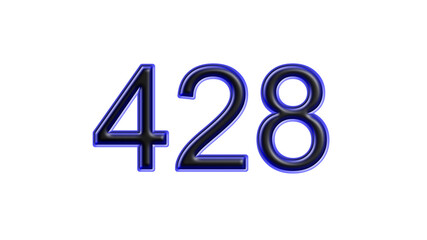 blue 428 number 3d effect white background