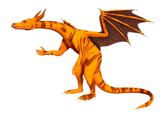 3D Rendering Fairy Tale Dragon on White
