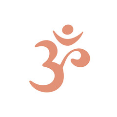 Om,Aum,symbol of Hinduism.Calligraphy,simple icon,logo of sacred sound,primordial mantra,word of power,pictogram.Calligraphy.Hand-drawn sign of yoga,meditation,sacredness,spirituality.Isolated. Vector