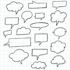 Fototapeta premium Doodle blank speech chat bubbles hand draw sketch design