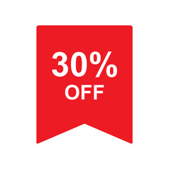 30% discount off icon vector