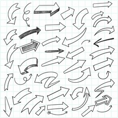 Hand drawn creative doodle arrow set sketch