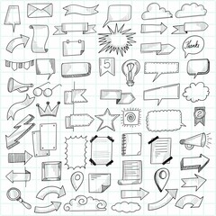 Hand draw doodle decorative set design