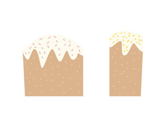Vector hand-drawn Easter cake in a flat style isolated on a white background. Easter treat illustration