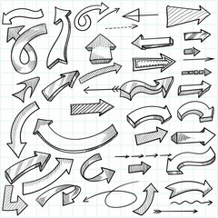 Hand drawn creative directional arrow set