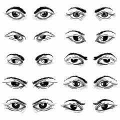 Hand draw different eye sketch set design