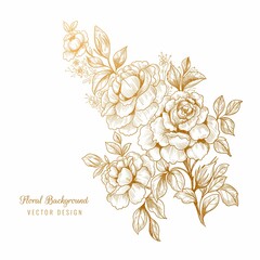 Beautiful decorative golden floral sketch background