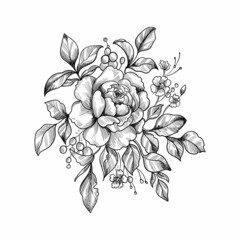 Hand draw decorative floral sketch design