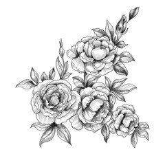 Hand draw decorative floral sketch design