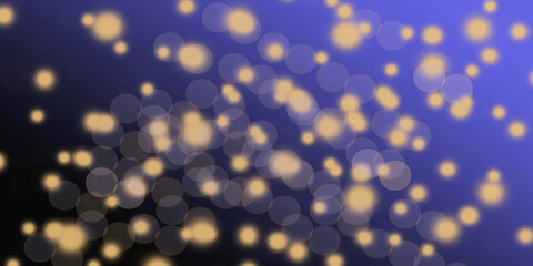 Fototapeta na wymiar Golden bokeh particles on blue background, 3D rendering