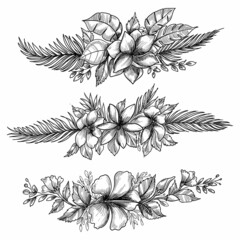 Decorative floral set sketch design