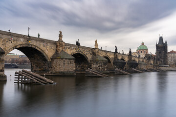 Fototapeta na wymiar Charles bridge in Prague, long exposure.