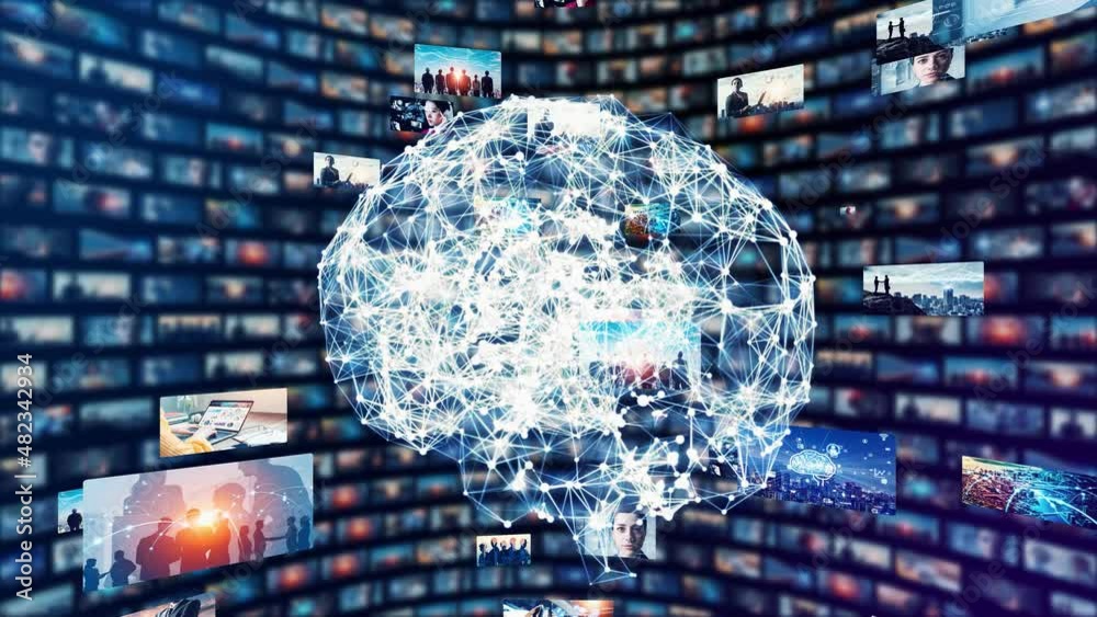 Poster AI (Artificial Intelligence). Image analysis. Digital transformation.