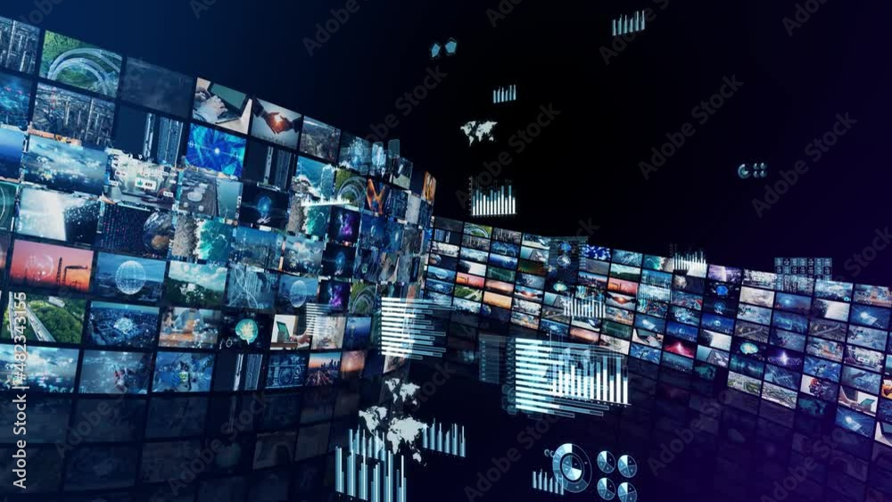 Poster Visual contents concept. Social networking service. Streaming video. communication network.