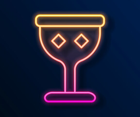 Glowing neon line Medieval goblet icon isolated on black background. Holy grail. Vector