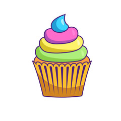 Bright colored cupcake
