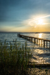 Obraz premium Sunset in Lazise on Lake Garda, Italy