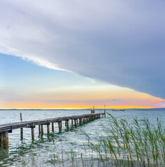Fototapeta premium Sunset in Lazise on Lake Garda, Italy