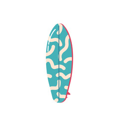 Isolated Surfboard with Abstract Pattern. Surf Desk Design, Surfing Board, Shortboard or Longboard on White Background