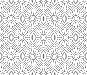Seamless vector pattern. Black and white linear drawing. Coloring book, colouring page for children and adults. Abstract geometric design. Monochrome illustration. Easy to edit color and line weight.