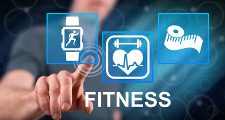 Fototapeta premium Man touching a fitness concept