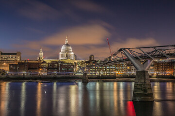 Fototapeta na wymiar St. Paul's Cathedral and Millenium Bridge in London 
