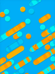 Pattern of colored geometric shapes with trendy gradient. 3d rendering background. Template design. Digital illustration