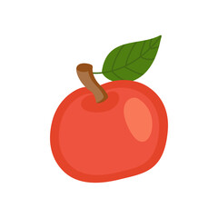 On a white background, a simple vector illustration of an apple