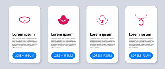 Set Pendant on necklace, Necklace mannequin, and Bracelet jewelry. Business infographic template. Vector