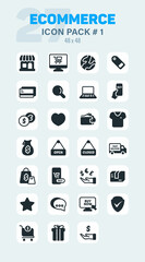 Ecommerce Solid Icon Pack #1, Solid Ecommerce Vector Icons Set