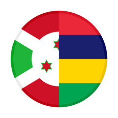 round icon with mauritius and burundi flags. vector illustration isolated on white background