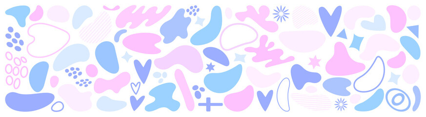 Abstract blotch shape. Liquid shape elements. Set of modern graphic elements. Fluid dynamical colored forms banner. Gradient abstract liquid shapes. Vector illustration.	