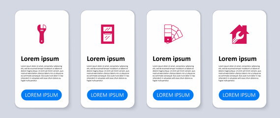 Set House with wrench spanner, Color palette guide, Window in room and Adjustable. Business infographic template. Vector