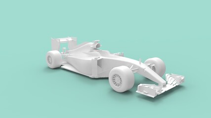 3D rendering of a high speed race car blank template model isolated.