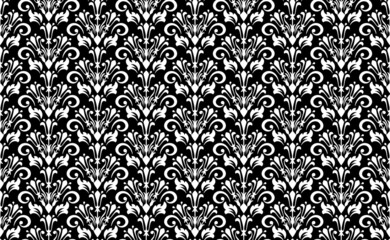 Flower geometric pattern. Seamless vector background. White and black ornament