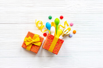 Gift box with decoration colorful party supplies