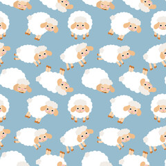 Seamless background of funny lambs sheeps