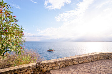 Beautiful landscape with seashore park in Antalya, Turkey.