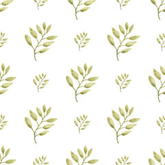 Watercolor leaf seamless pattern