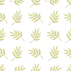 Watercolor leaf seamless pattern