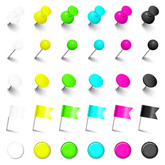 Fünf Verschiedene Pins Nadeln Flaggen Und Magnete Neon Weiß Schwarz