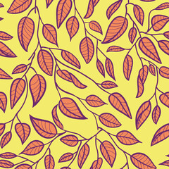 Minimalist Leaf Line Art Illustration as a Seamless Surface Pattern Design