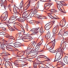 Minimalist Leaf Line Art Illustration as a Seamless Surface Pattern Design