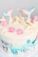 Mermaid themed 3 layer vanilla cake