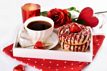 Coffee and donuts for Valentines day date