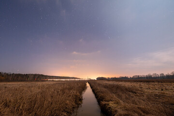 Fototapeta na wymiar Starry Sky Lit By Moon Landscape Astrophotography High Quality Image