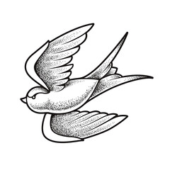 Old School Tattoo Swallow Bird