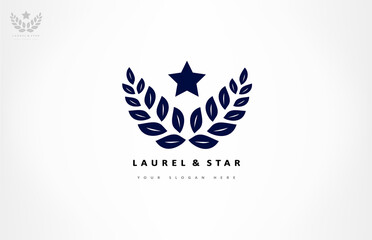 Obraz premium laurel branch and star logo vector 