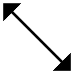 Diagonal arrow icon. Resize cursor in black line style