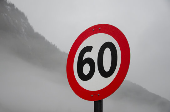 60 kilometers per hour speed limit sign